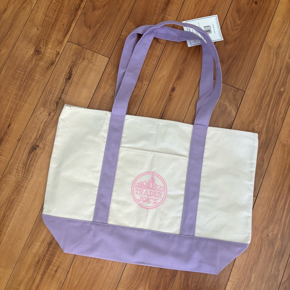 Trader Joe’s Canvas Tote Bag Lavender Large NEW